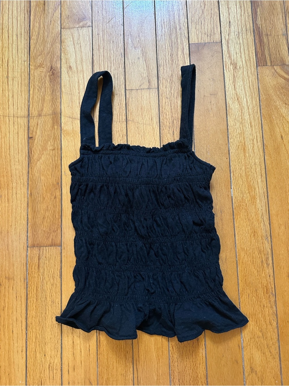 Universal Thread Black Smocked Ruffle Tank Top